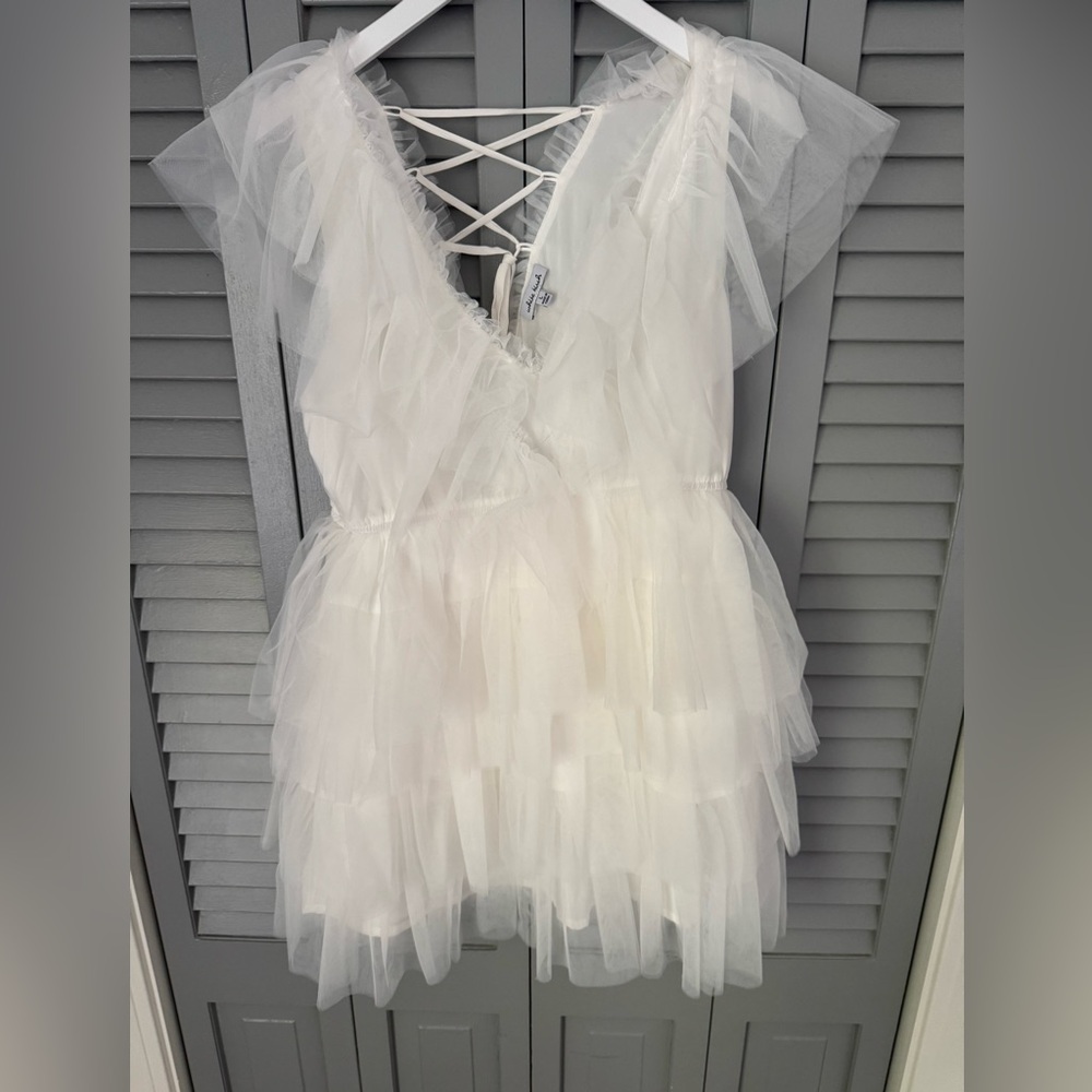 White Tulle Layered Dress
